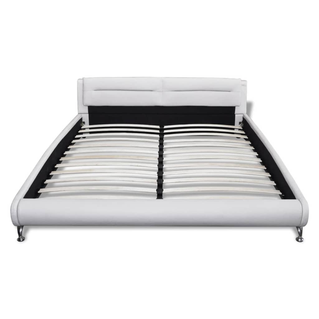 vidaXL Bed + traagschuim matras modern kunstleer wit/zwart 180x200 cm