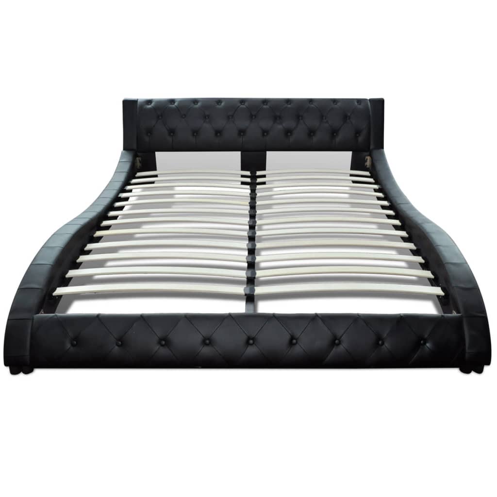 

vidaXL Bed met traagschuim matras kunstleer zwart 140x200 cm