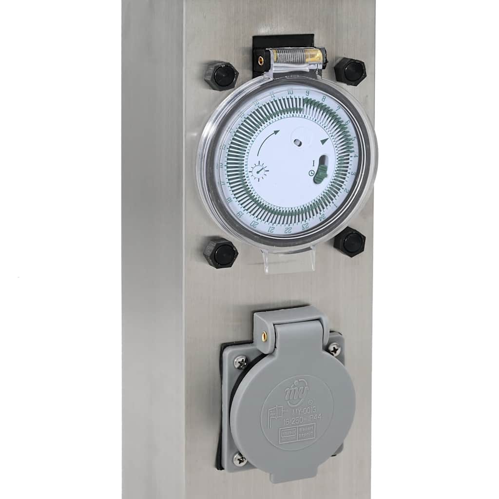 Presa Elettrica Da Giardino A Pilastro Acciaio Inox Con Timer VidaXL 15 width=274