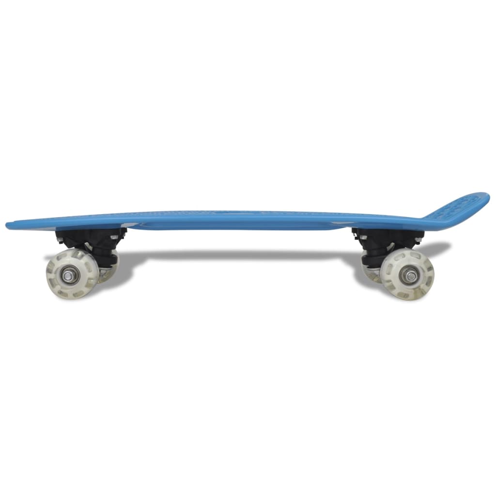 Modrý retro skateboard s LED koly