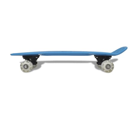 Skateboard, Blau Retro mit LED Rollen