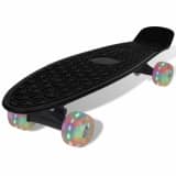 Skateboard Ρετρό Μαύρο με LED Τροχούς