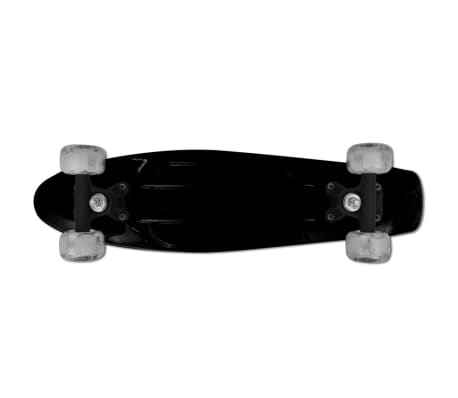 Skateboard preto retro com rodas com LED