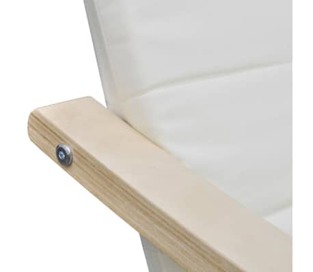 vidaXL Fauteuil avec cadre en bois cintré Crème Tissu