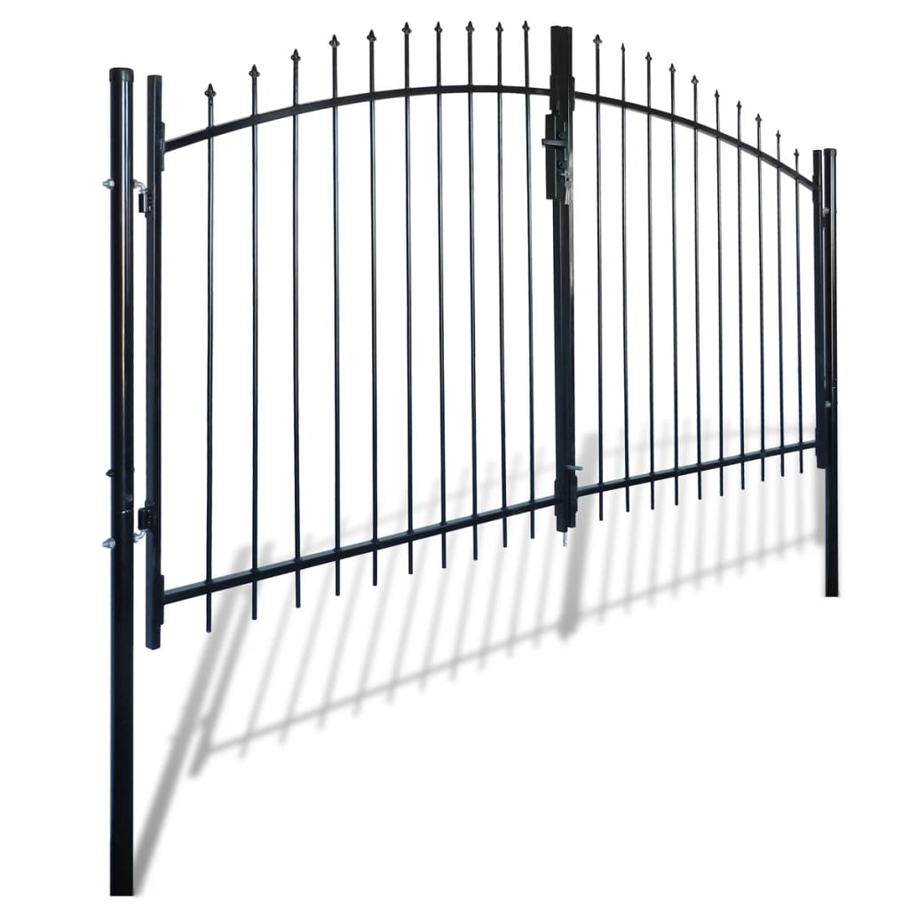 vidaXL Portão de cerca com porta dupla com c/ topo lanças 300 x 200 cm