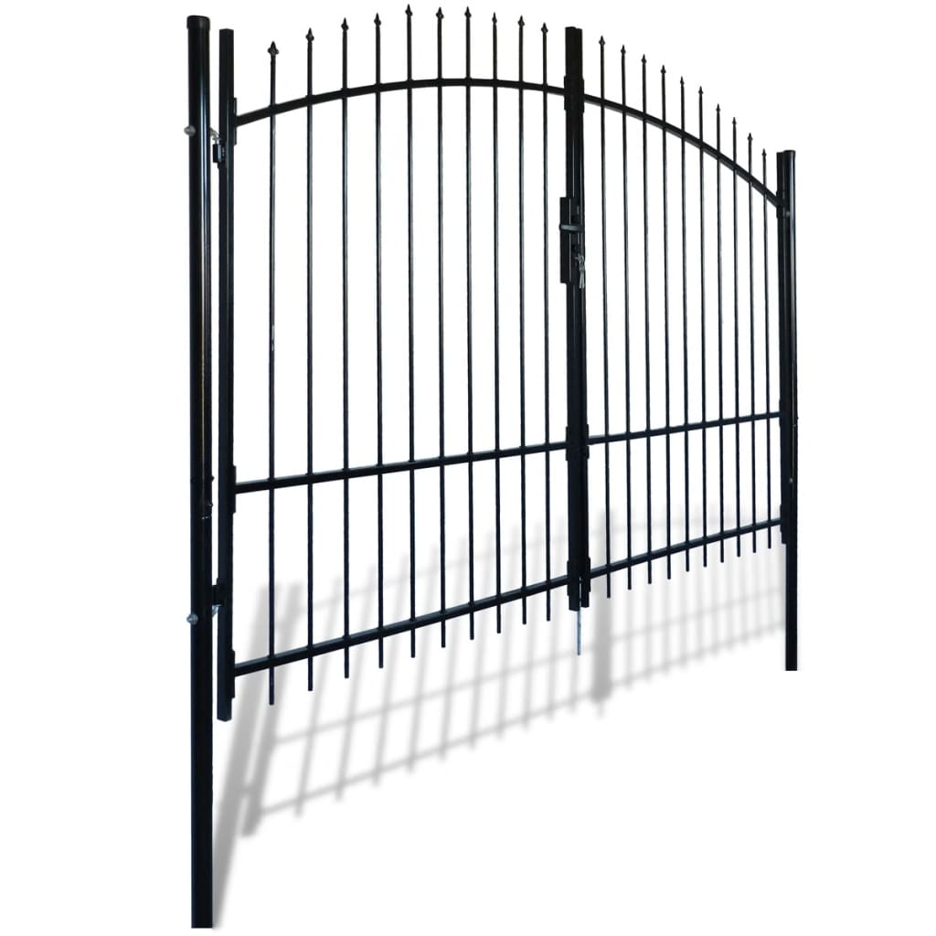 vidaXL Double Door Fence Gate with Spear Top 118.1"x88.6"