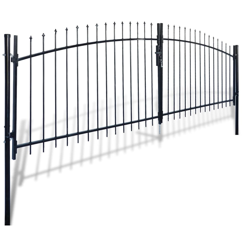 vidaXL Dvojna vrata za ograjo s špicami na vrhu 400 x 200 cm