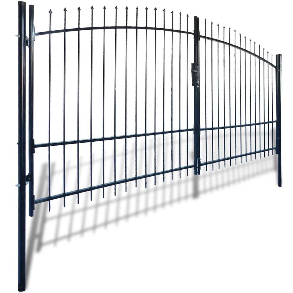vidaXL Dvojna vrata za ograjo s špicami na vrhu 400 x 225 cm