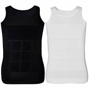 130336 2 pcs Men&rsquo;s Slimming Body Shaper Vest Black / White Size XL