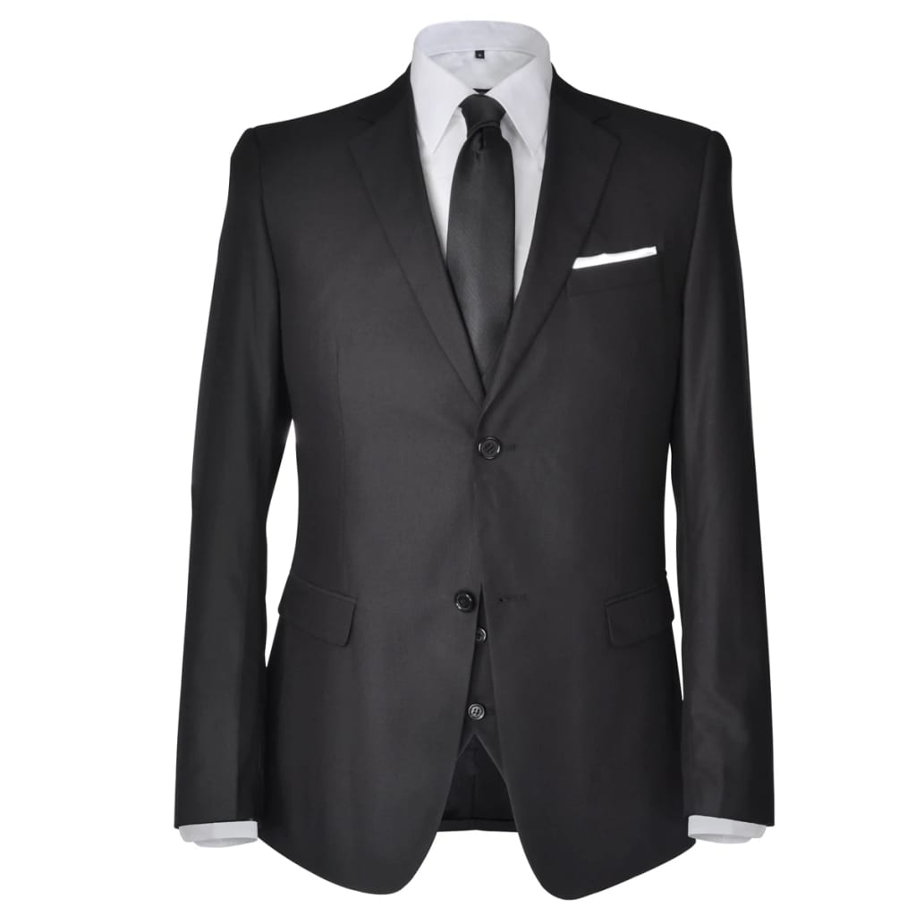 Три-компонентен черен мъжки бизнес костюм размер 50