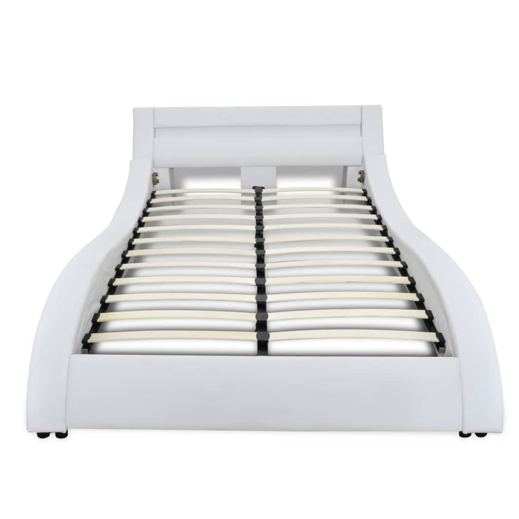 

vidaXL Bed met traagschuim matras LED kunstleer wit 140x200 cm