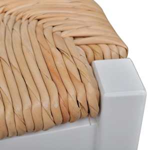 vidaXL Valgomojo kėdės, 6vnt., baltos, pu&scaron;ies mediena ir nendrė