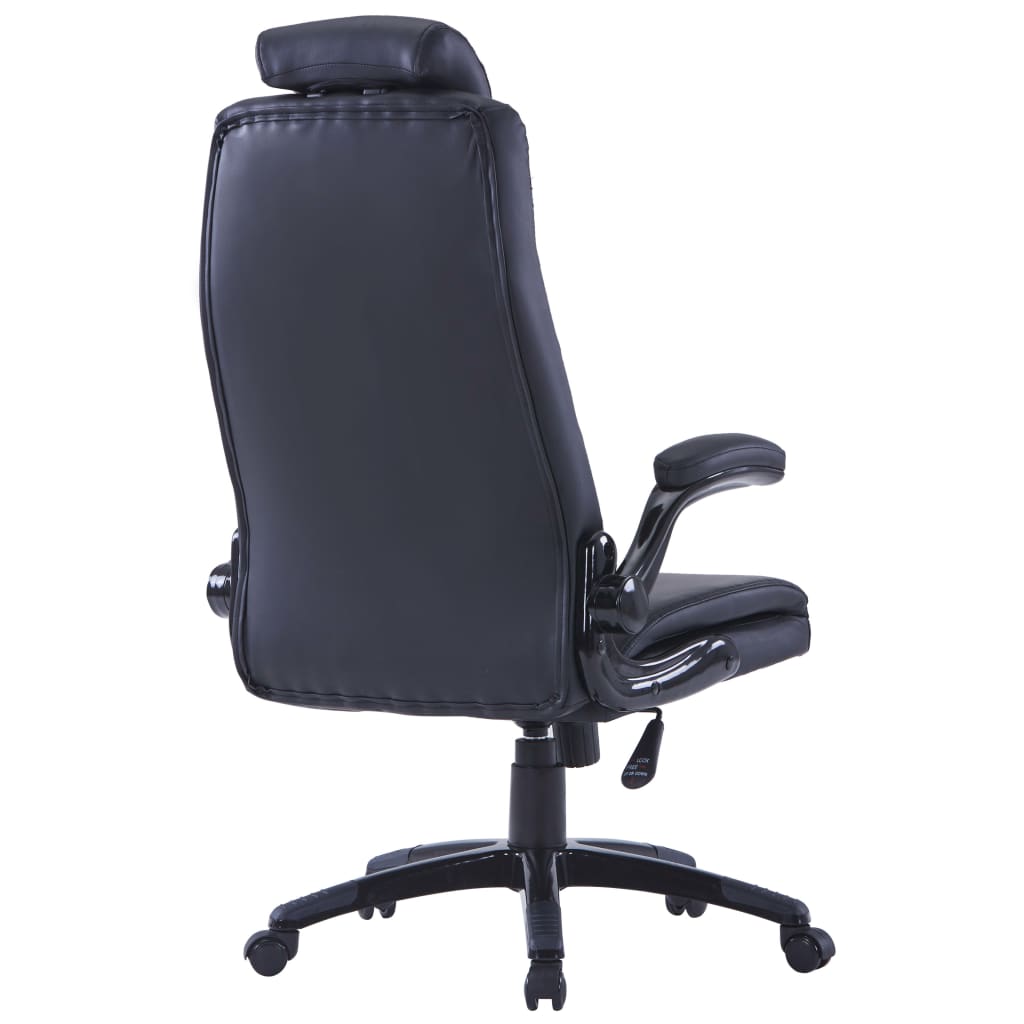 vidaXL biroja krēsls, regulējams, melna mākslīgā āda