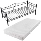 vidaXL Krevet s Madracem 90 x 200 cm Metal Crni