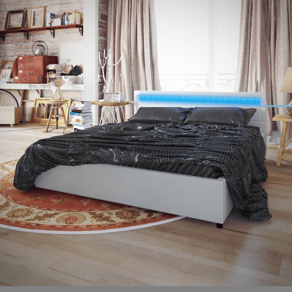 

vidaXL Bed met matras LED kunstleer wit 180x200 cm