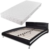 vidaX Cama de cuero artificial con colchón blanca y negra 140x200 cm
