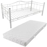 vidaXL Krevet s Madracem 90 x 200 cm Metal Bijeli