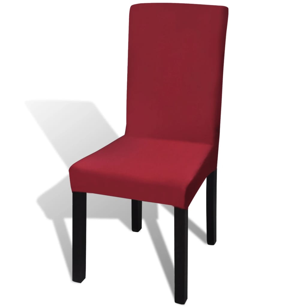 Tiesūs įtempiami kėdžių užvalkalai, 6vnt., tamsiai raudoni | Stepinfit.lt