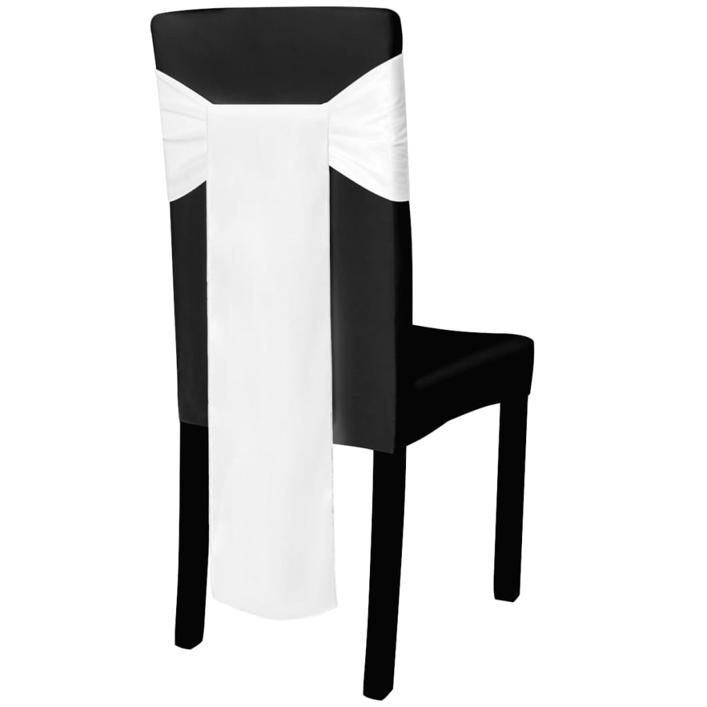 Faixa decorativa de cetim, em branco, para cadeira, 25 peças