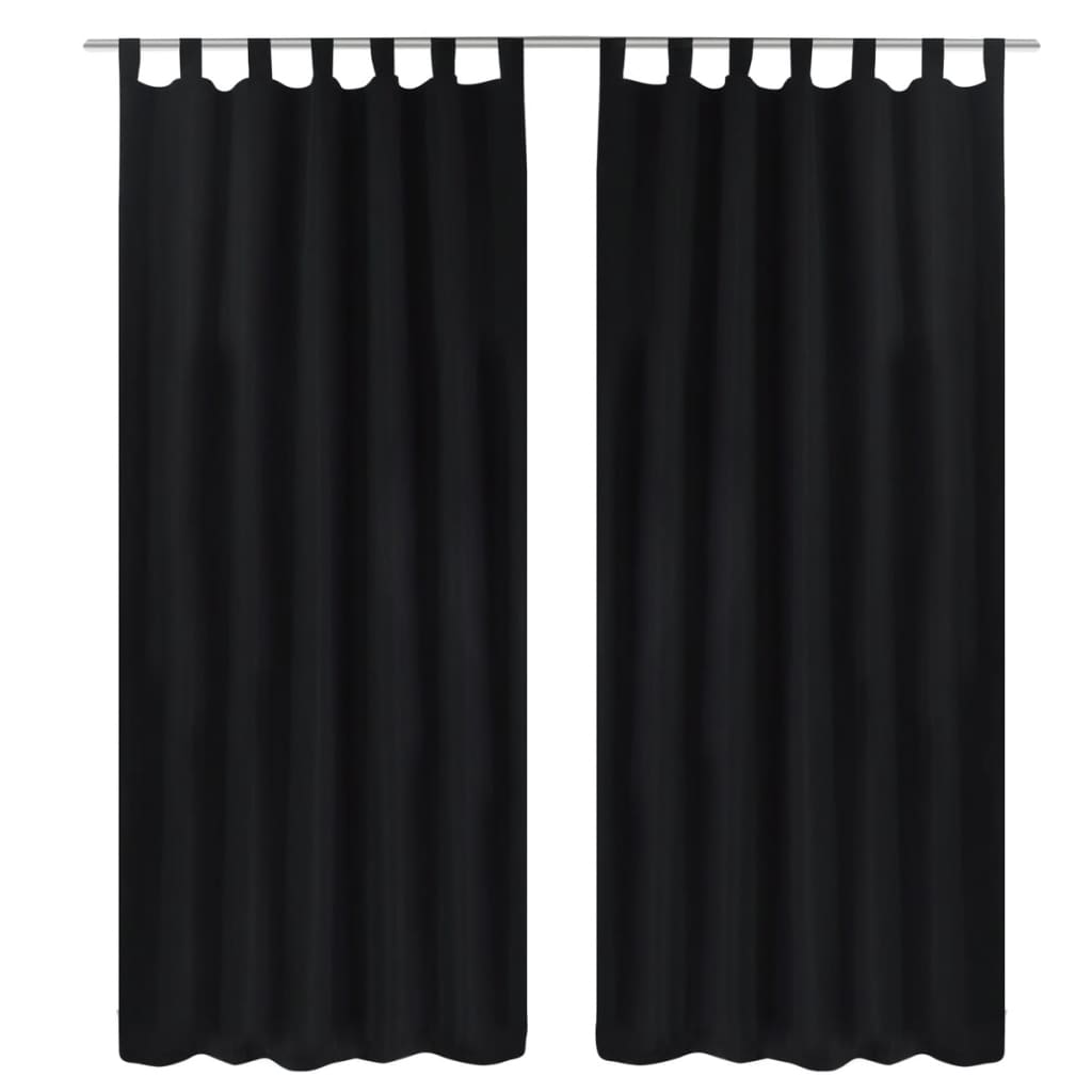 Mikrosateng Gardiner Svarte med løkker 140 x 175 cm 2 stk
