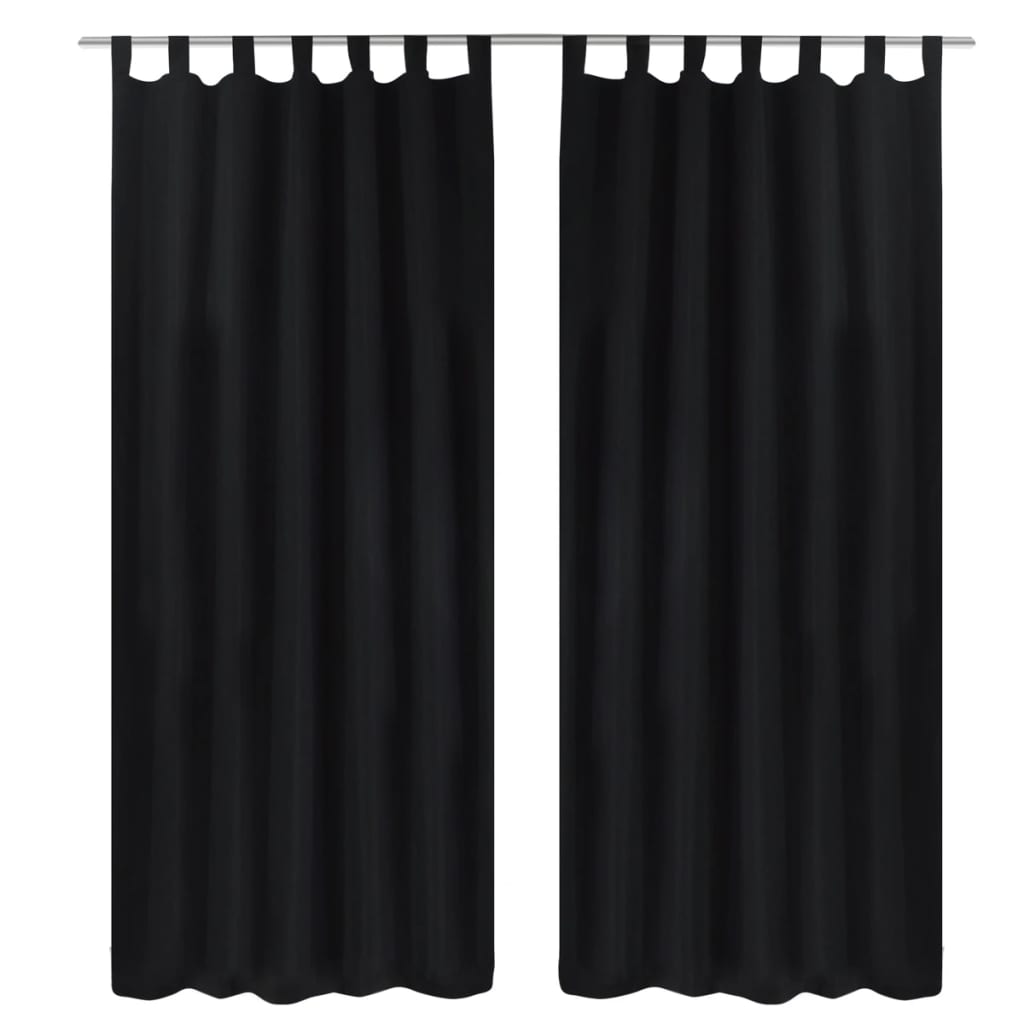 vidaXL Vorhänge Gardinen aus Satin 2-teilig  140 x 225 cm Schwarz