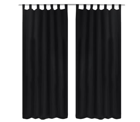 2 Pcs Black Micro Satin Curtains With Loops 55 X 96 Vidaxl Com