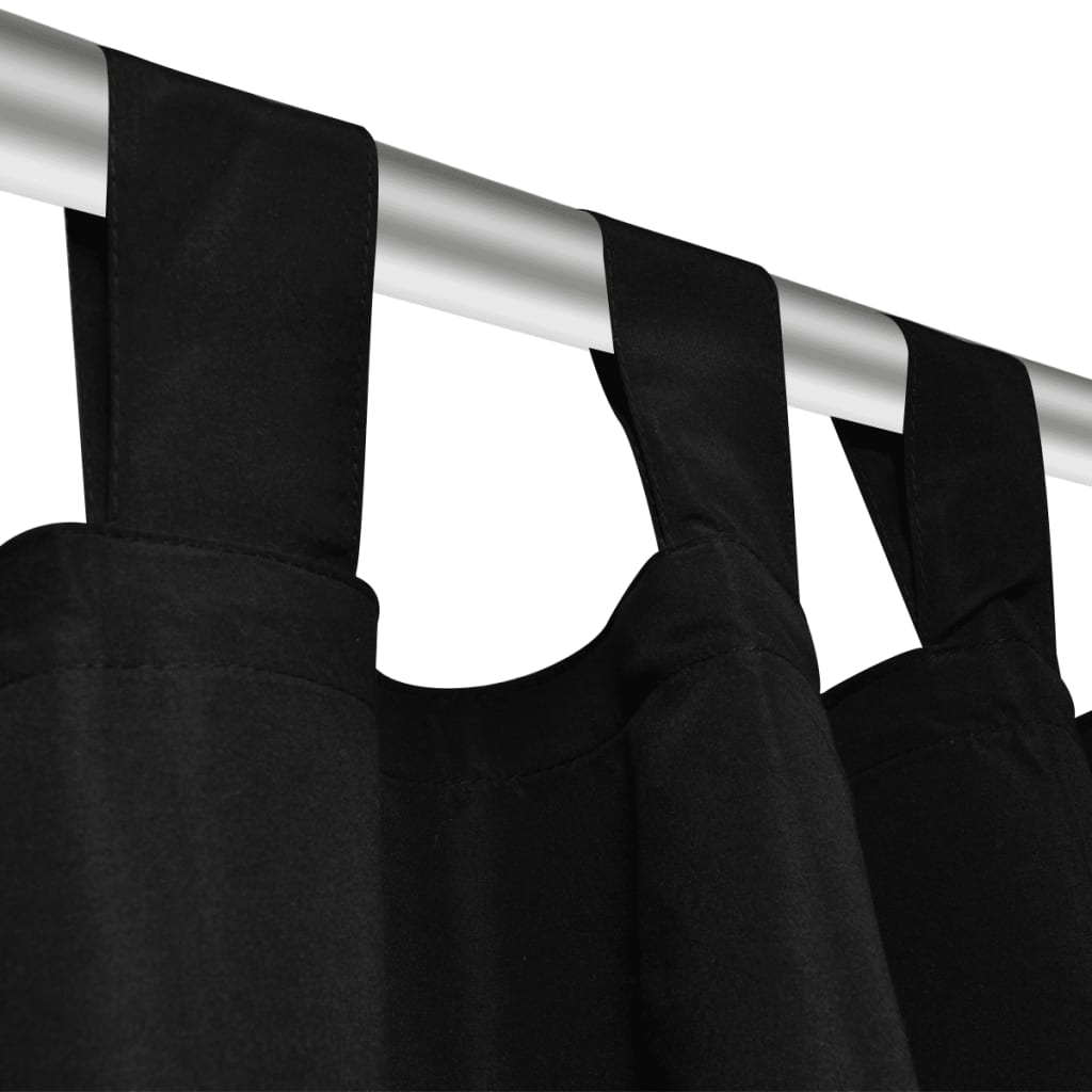 Vorhänge Gardienen aus Satin 2-teilig 140 x 245 cm Schwarz | Stepinfit