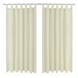 2 pcs Cream Micro-Satin Curtains with Loops 140 x 175 cm