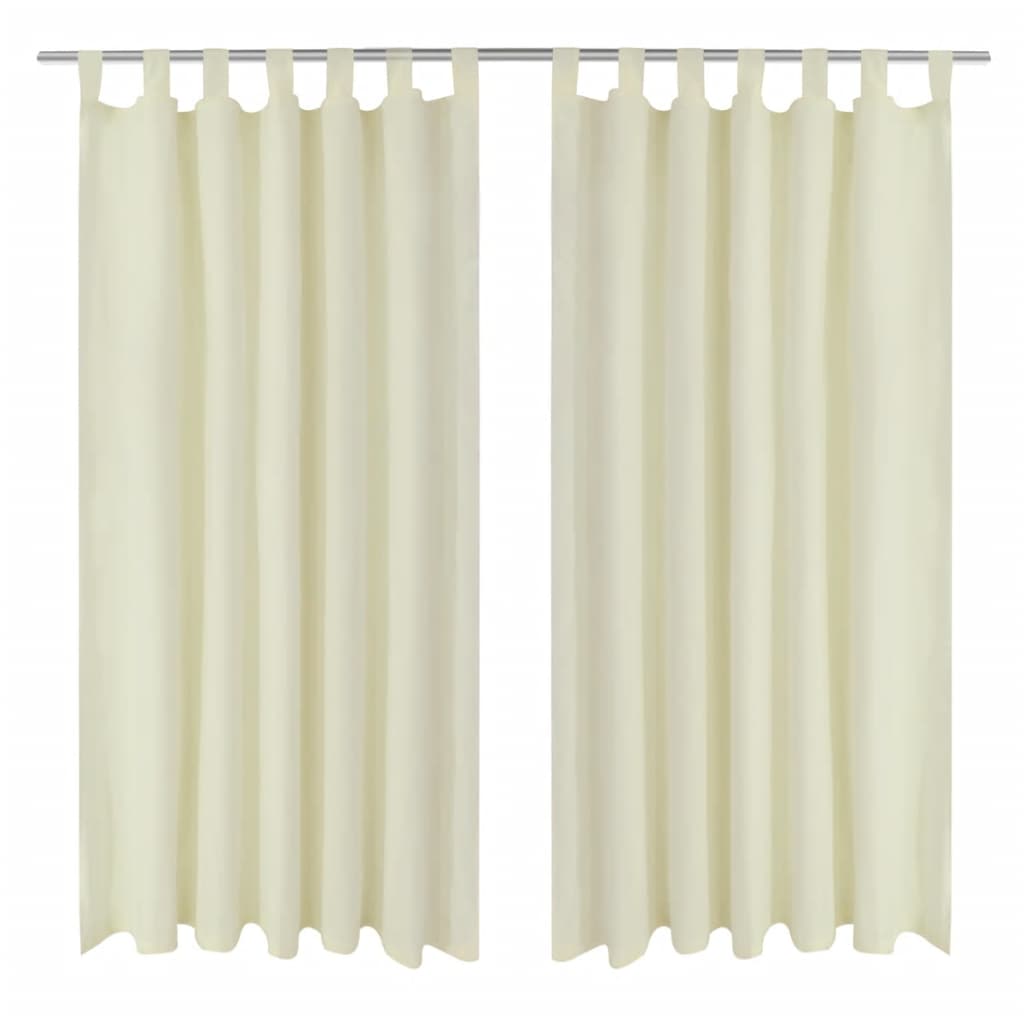 2 pcs Rideau à Passant Micro Satin Crème 140 x 245 cm