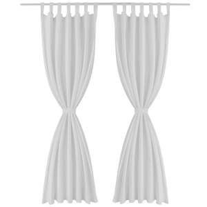 Valkoiset Mikro-Satiini Verhot Lenkeill&auml; 2kpl 140 x 175 cm