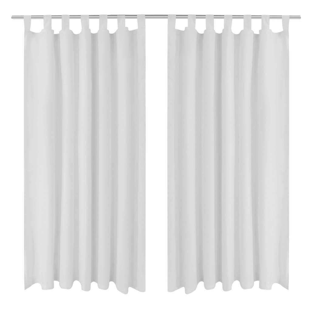 2 pcs Rideau à Passant Micro Satin Blanc 140 x 225 cm