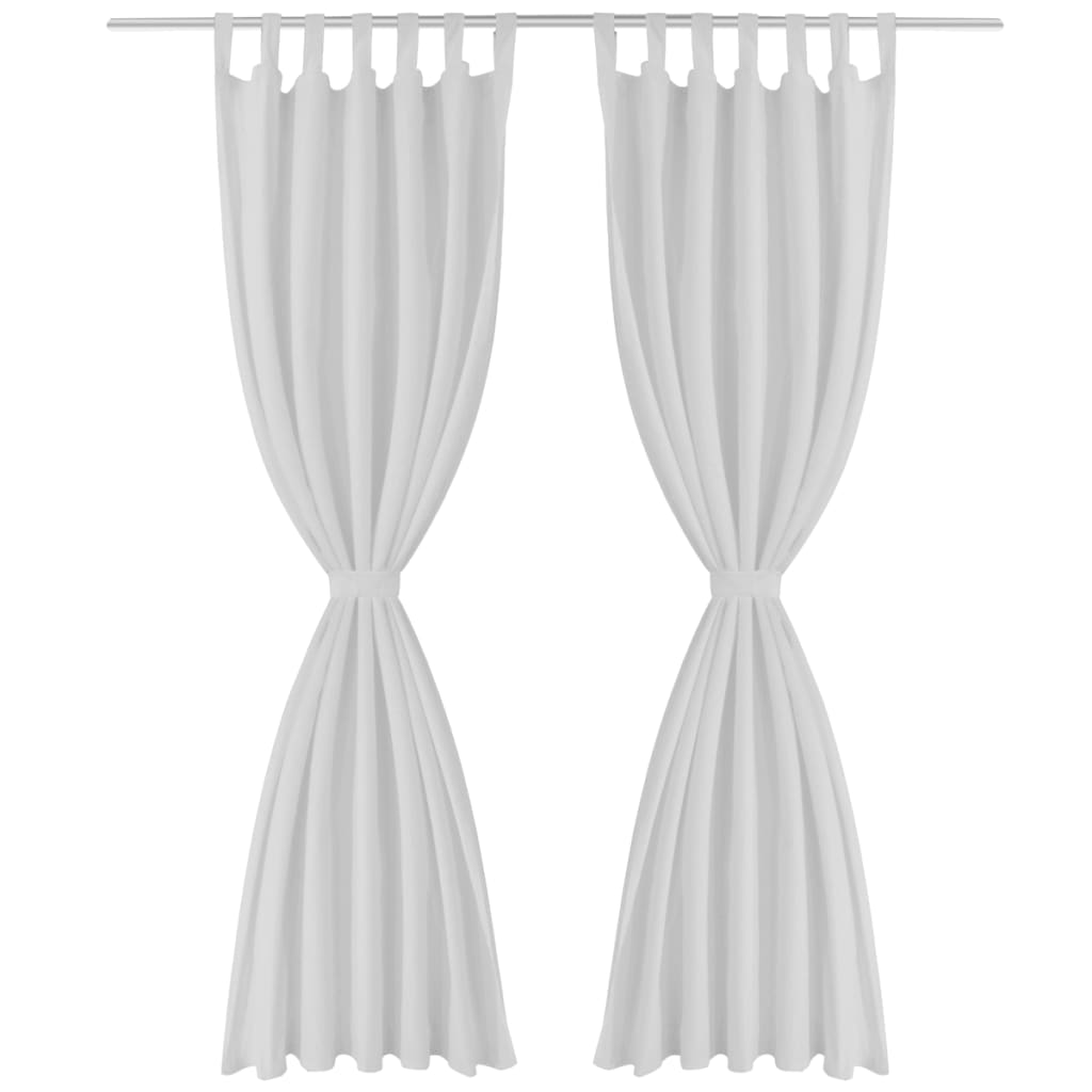 vidaXL Draperii micro-satin cu bride, 140 x 245 cm, alb, 2 buc.
