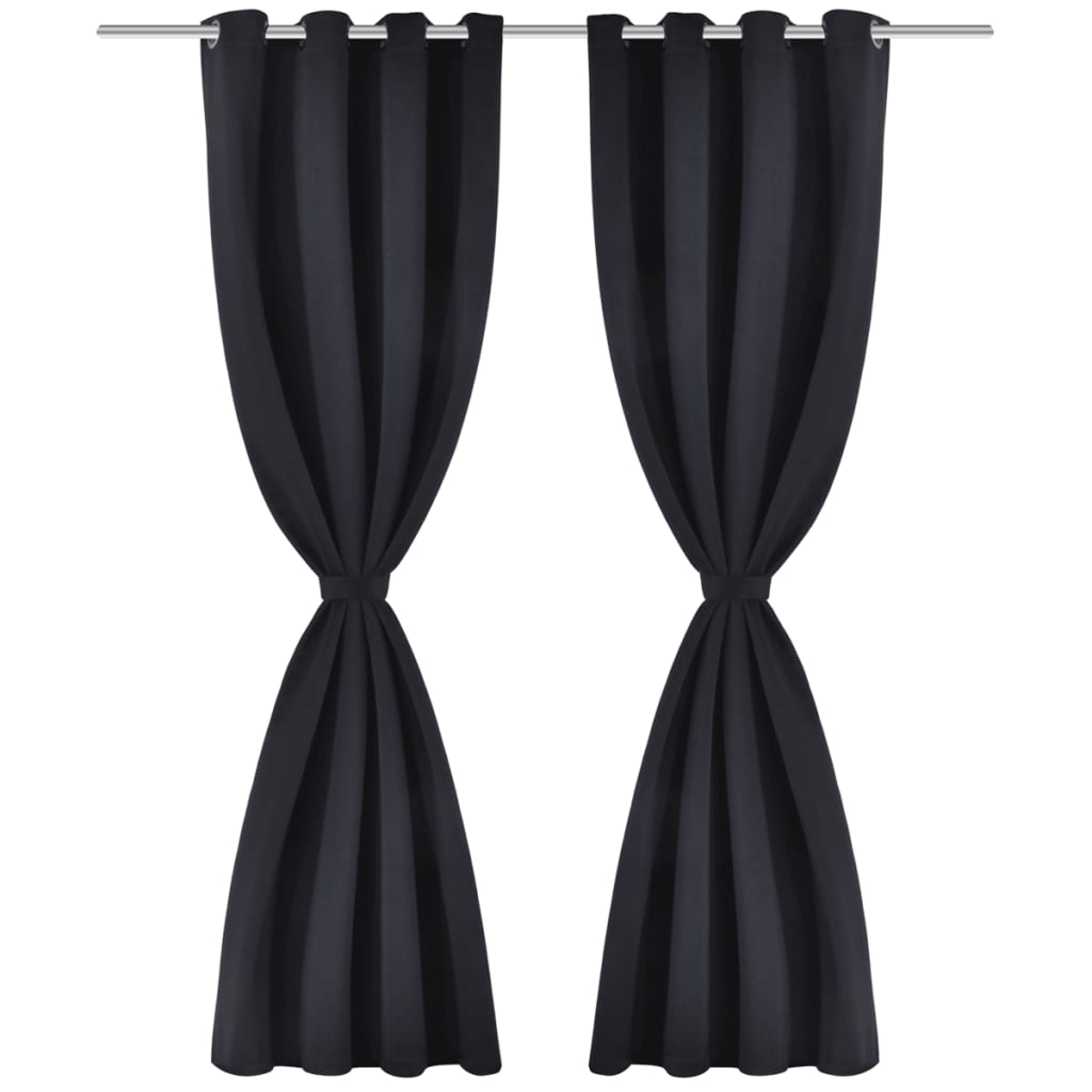 vidaXL Gordijnen met metalen ringen 135 x 245 cm 2 stuks (zwart) afbeelding