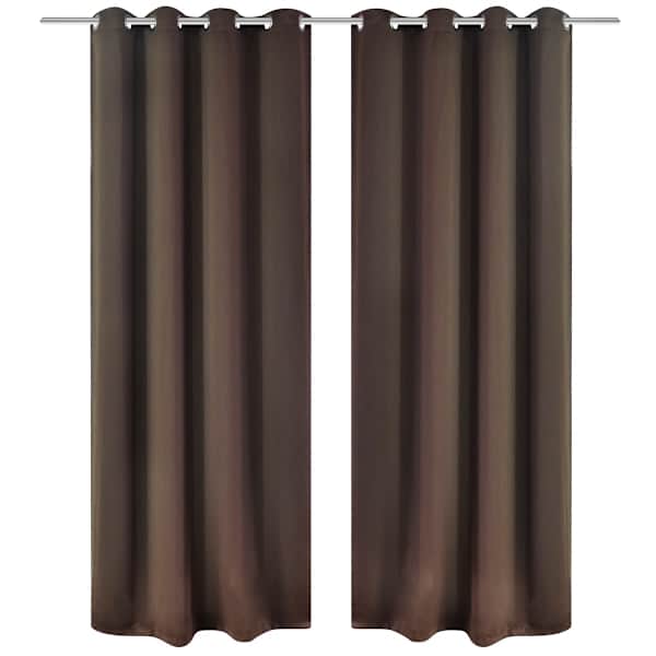 Metallr&otilde;ngastega pimenduskardinad 2 tk 135 x 245 cm pruun