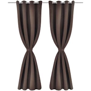 2 pcs Rideau Blackout Occultant Brun avec &OElig;illets en m&eacute;tal 135x245cm
