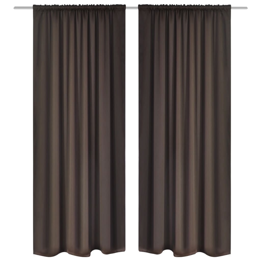 130372 2 pcs Brown Slot-Headed Blackout Curtains 135 x 245 cm vidaxl.ro