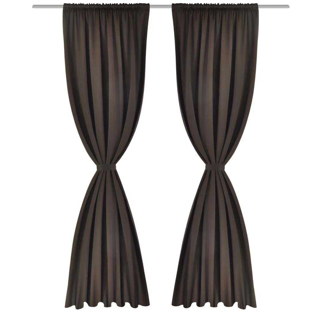 130372 2 pcs Brown Slot-Headed Blackout Curtains 135 x 245 cm 