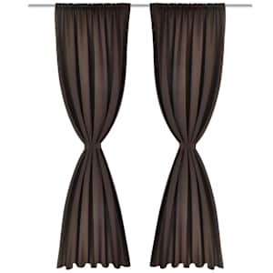 2 pcs cortinas opacas com barra de franzir 135 x 245 cm castanho