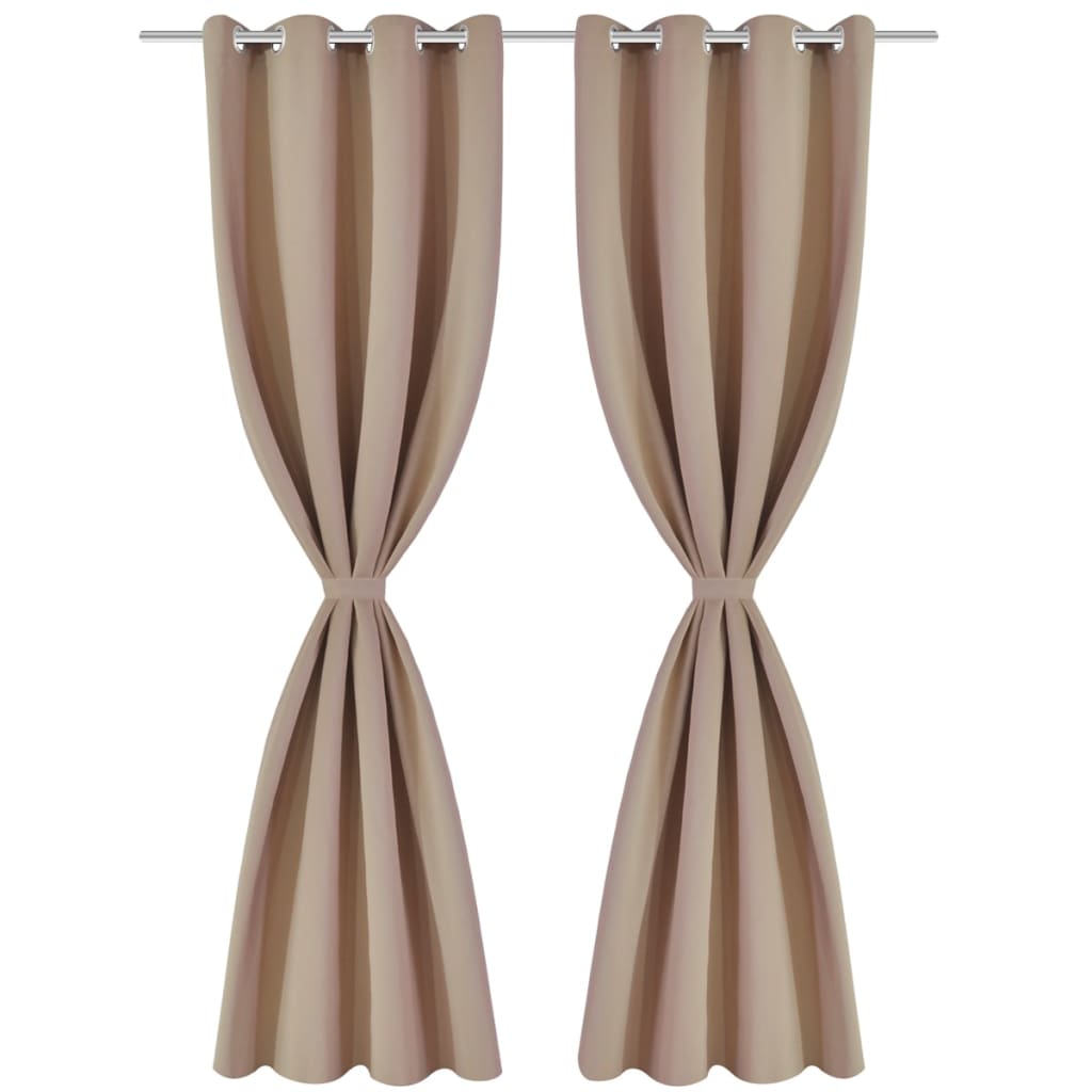 vidaXL Creme Pimennysverhot Metallirenkailla 2 kpl 135 x 245 cm