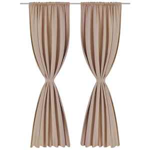 2 Stk. Creme Verdunkelungs-Vorh&auml;nge mit Schlitzkopf 135 x 245 cm