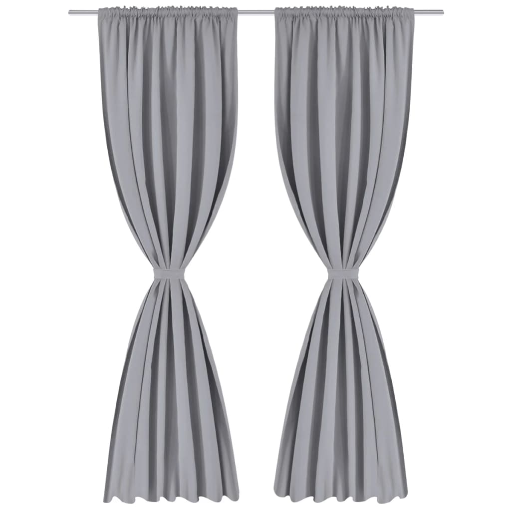 130376 2 pcs Grey Slot-Headed Blackout Curtains 135 x 245 cm 
