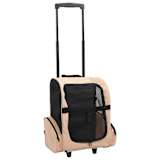 Sac de transport à roulettes pliable multifonction pour animaux beige