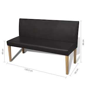 Lavice 139,5 cm tmavě hnědá umělá kůže - obrázek 6