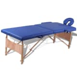 Massagetisch mit Holzrahmen, faltbar 2 Zonen Blau