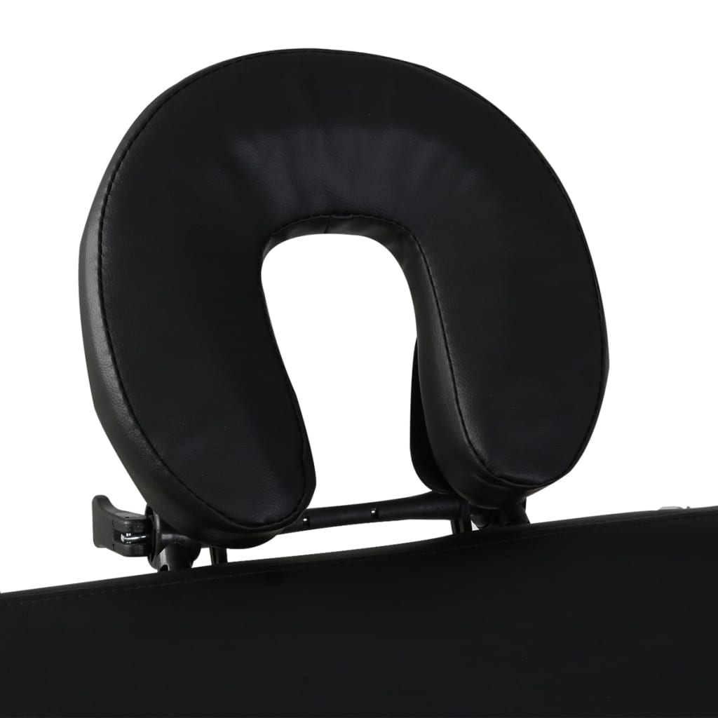  Čierny skladací masážny stôl, 3 zóny, drevený rám