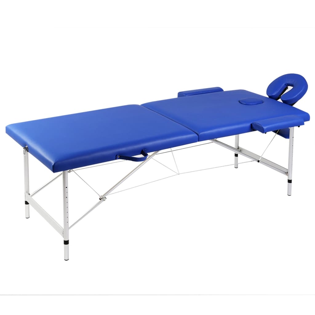 Billede af vidaXL sammenfoldeligt massagebord med aluminiumsstel 2 zoner blå