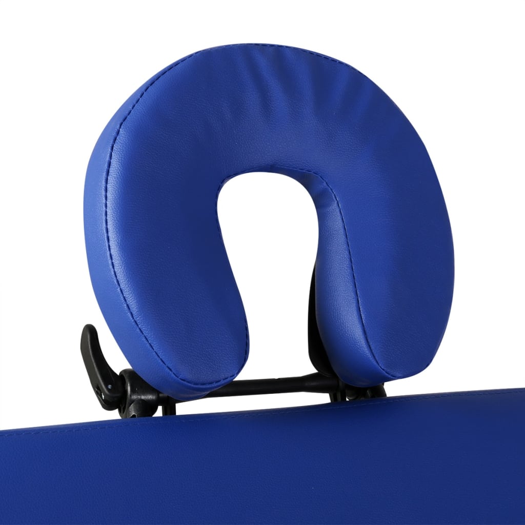 Składany stół do masażu z aluminiową ramą, 2 strefy, niebieski