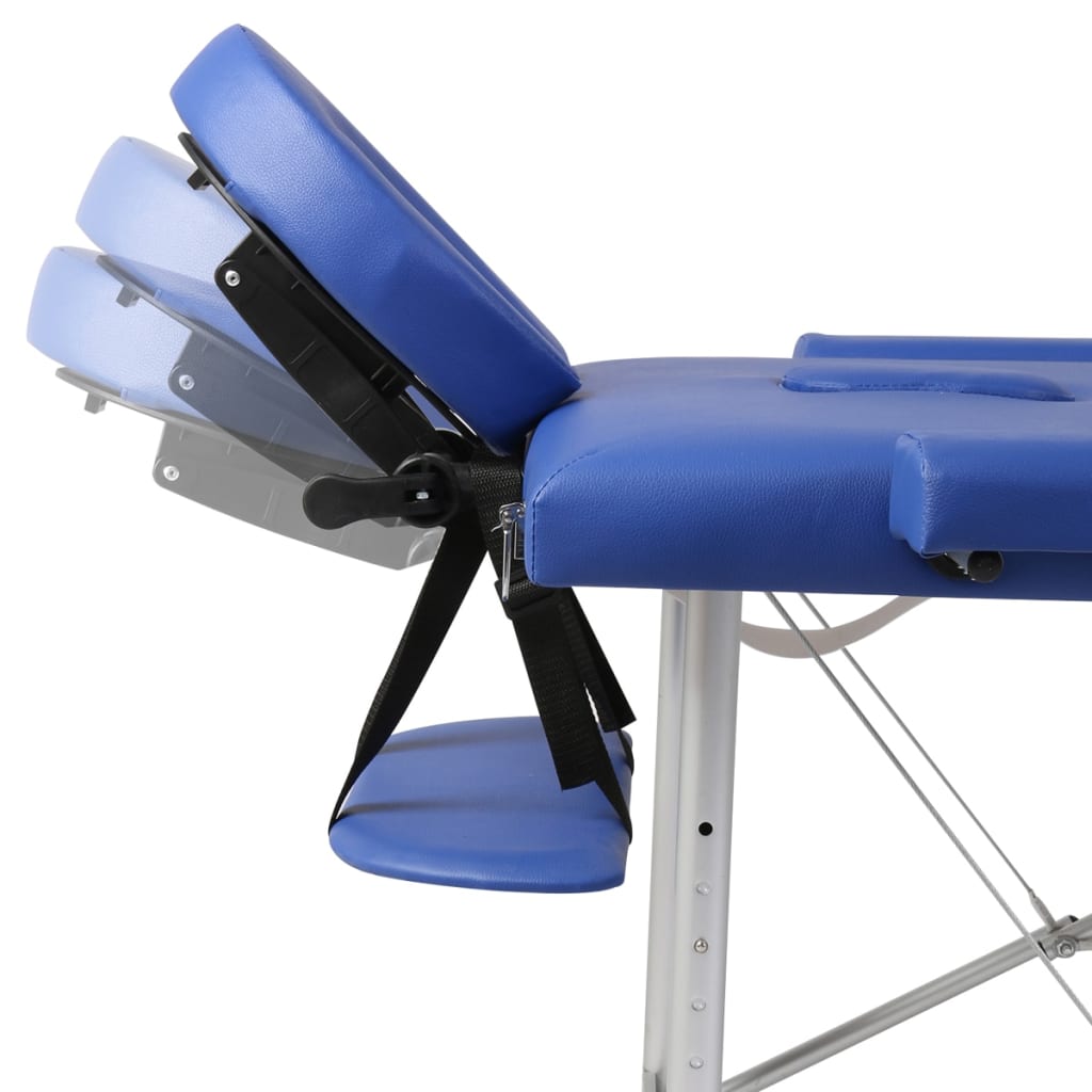 Sulankstomas masažinis stalas, mėlynas, aliuminis, 2 zonų | Stepinfit
