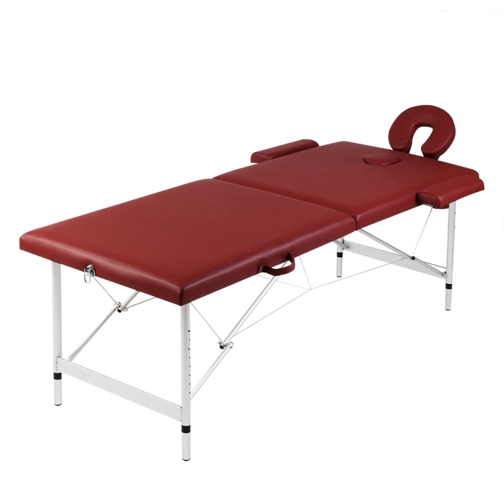 vidaXL foldbart massagebord med 2 zoner aluminiumsstel rød