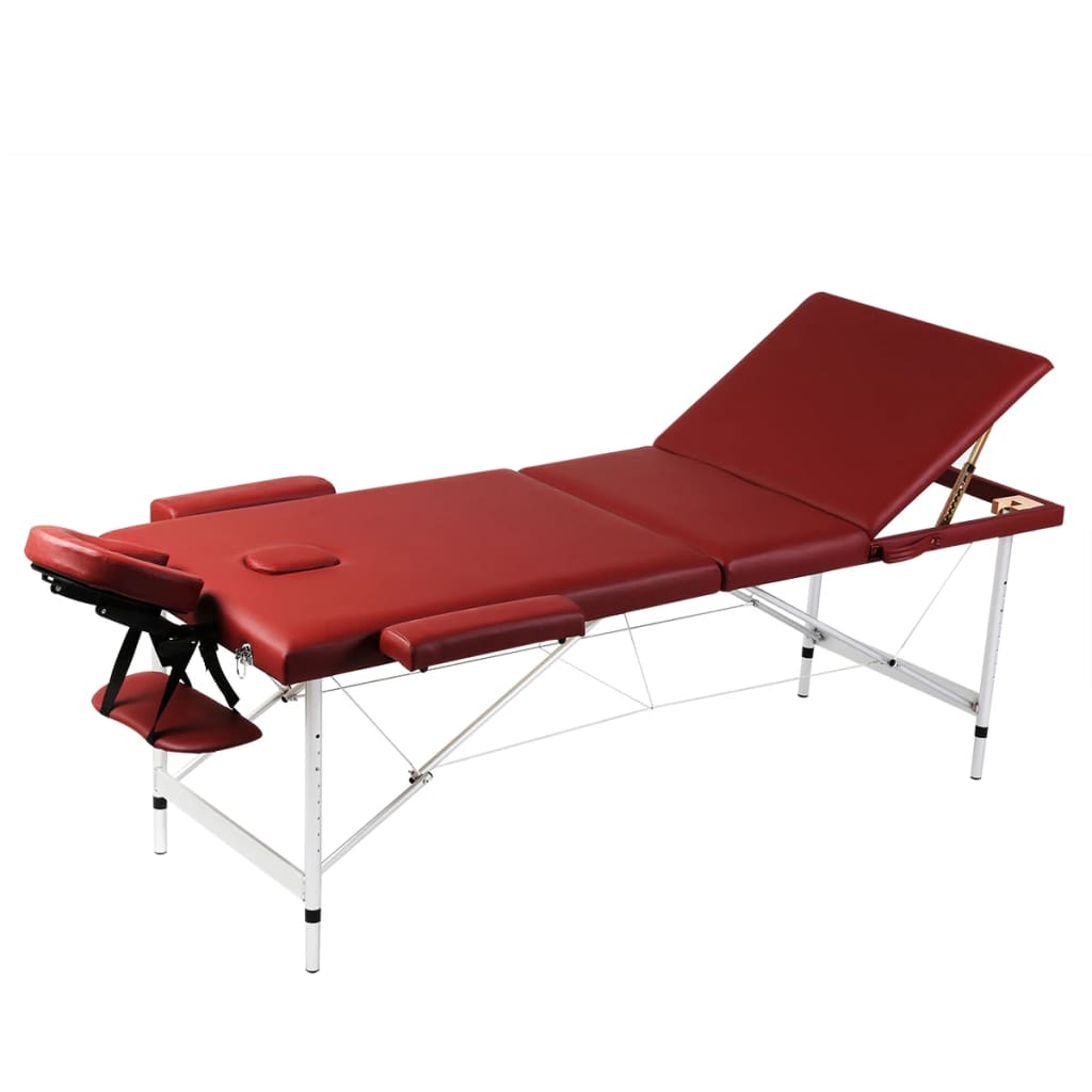 vidaXL Massagetisch mit Aluminiumrahmen, faltbar 3 Zonen Rot